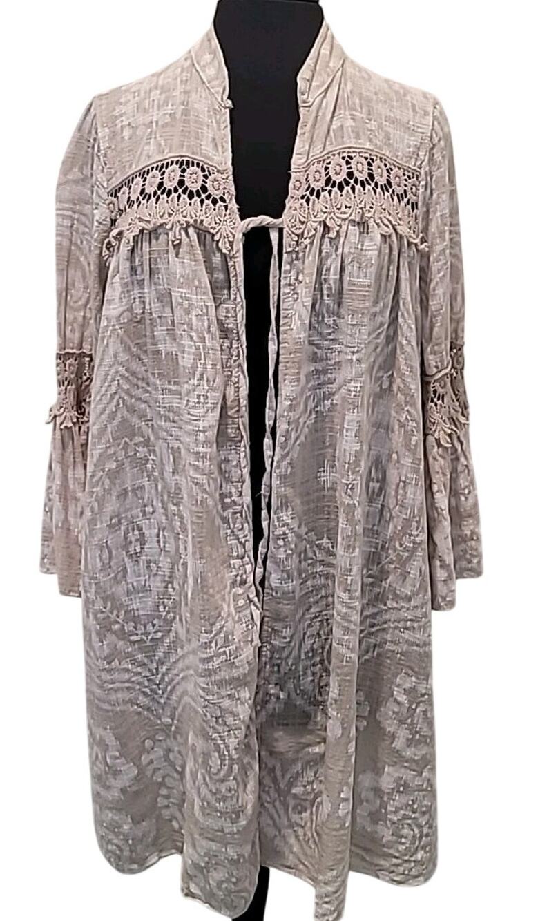 Kaktus Italy Tie Front Smock Top Boho M Cottagecore Fairy Romantic Festival